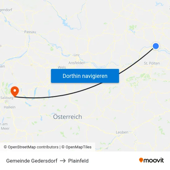 Gemeinde Gedersdorf to Plainfeld map