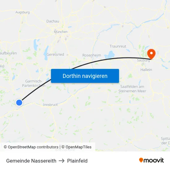 Gemeinde Nassereith to Plainfeld map