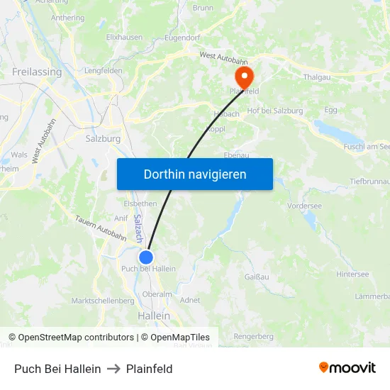 Puch Bei Hallein to Plainfeld map