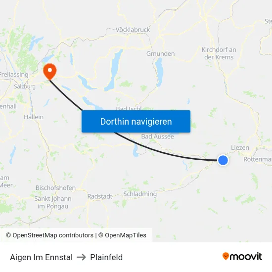 Aigen Im Ennstal to Plainfeld map