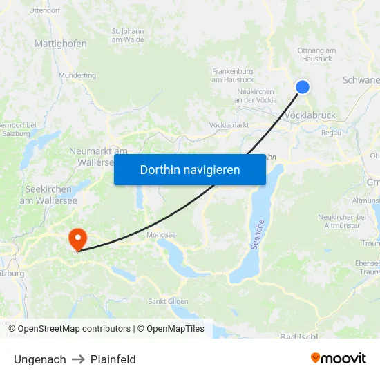 Ungenach to Plainfeld map