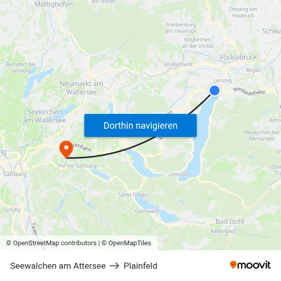 Seewalchen am Attersee to Plainfeld map
