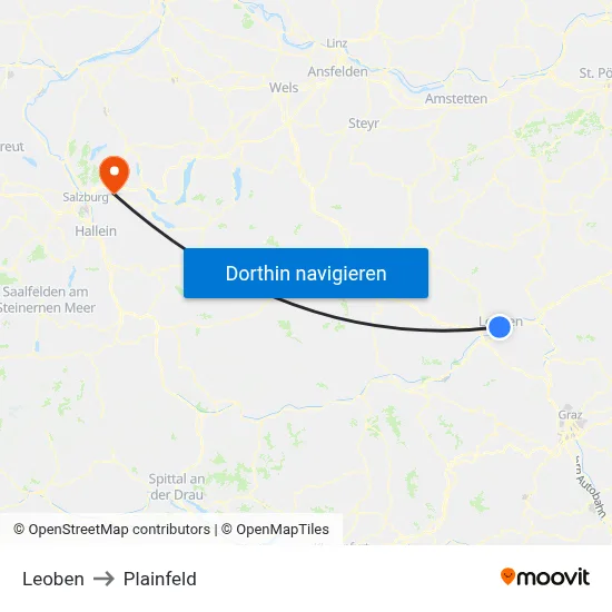 Leoben to Plainfeld map