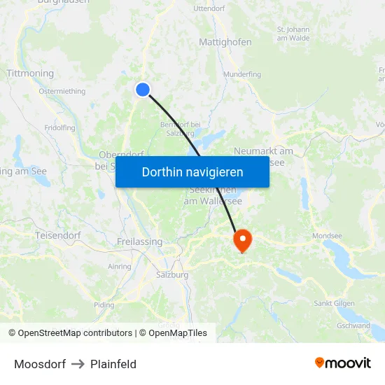 Moosdorf to Plainfeld map