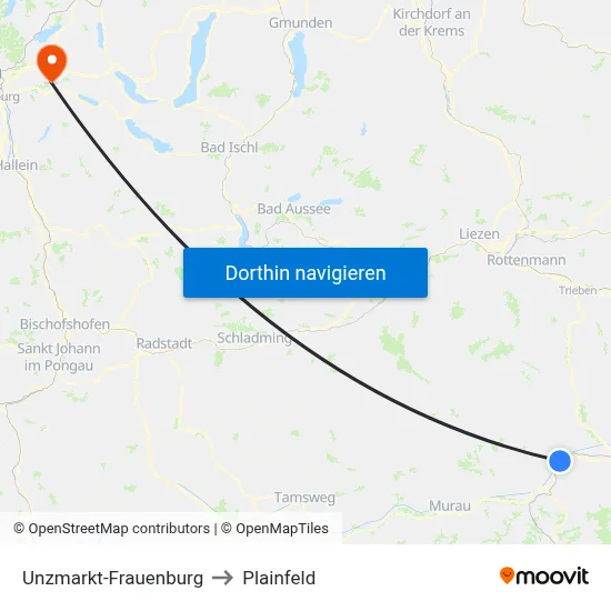 Unzmarkt-Frauenburg to Plainfeld map