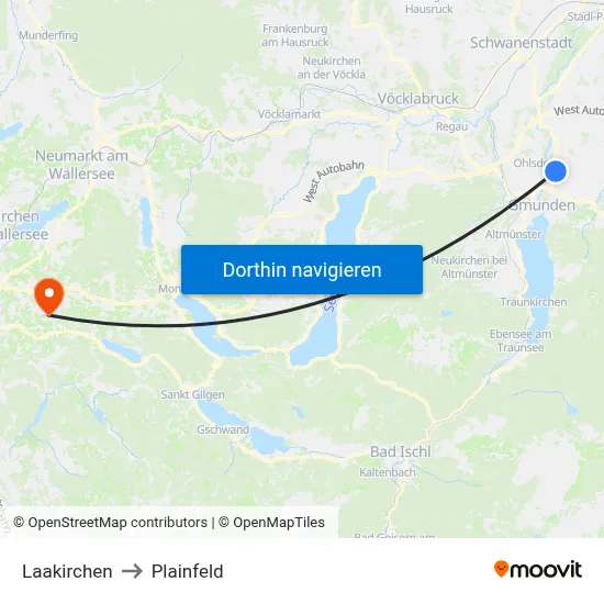 Laakirchen to Plainfeld map