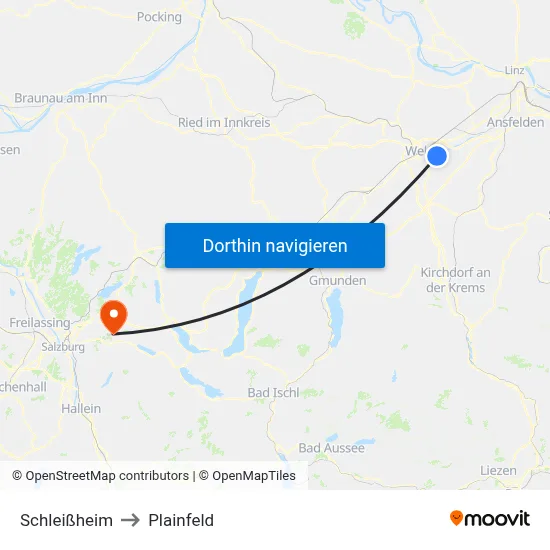 Schleißheim to Plainfeld map