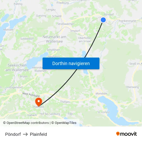 Pöndorf to Plainfeld map