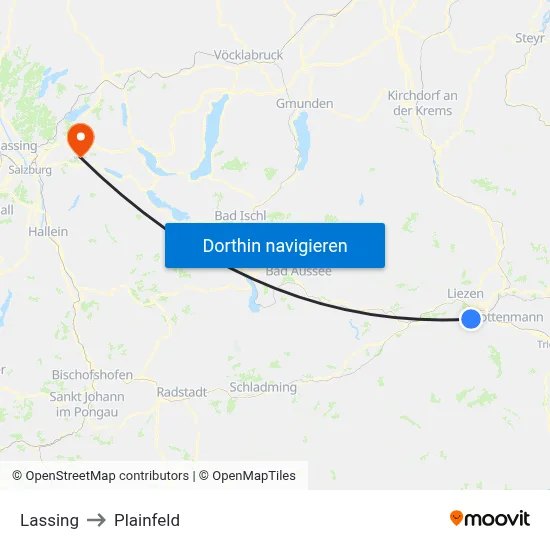 Lassing to Plainfeld map