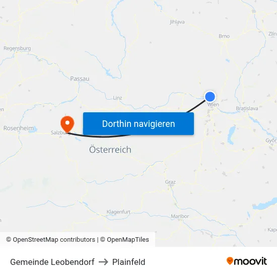 Gemeinde Leobendorf to Plainfeld map