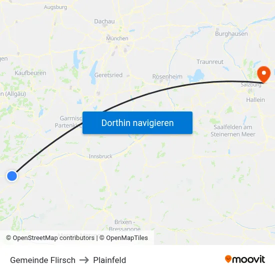 Gemeinde Flirsch to Plainfeld map