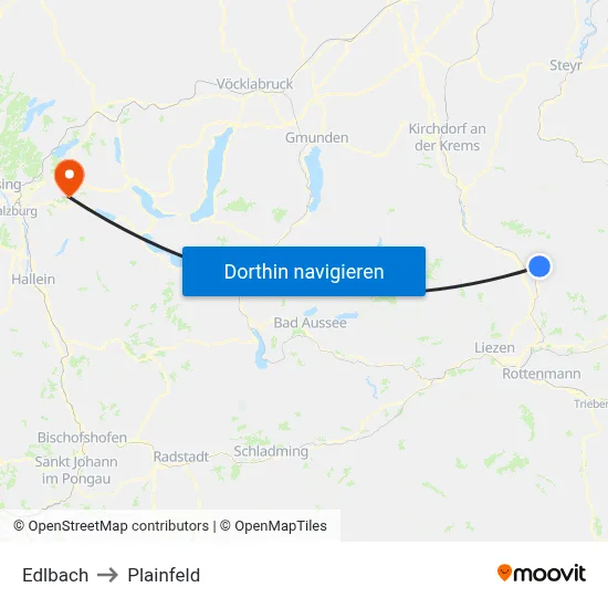 Edlbach to Plainfeld map