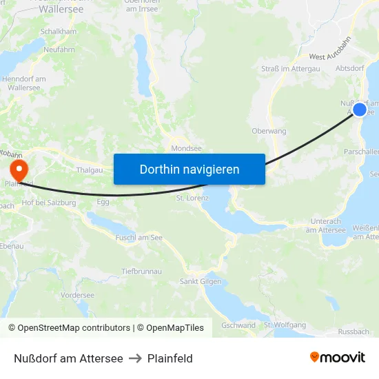 Nußdorf am Attersee to Plainfeld map