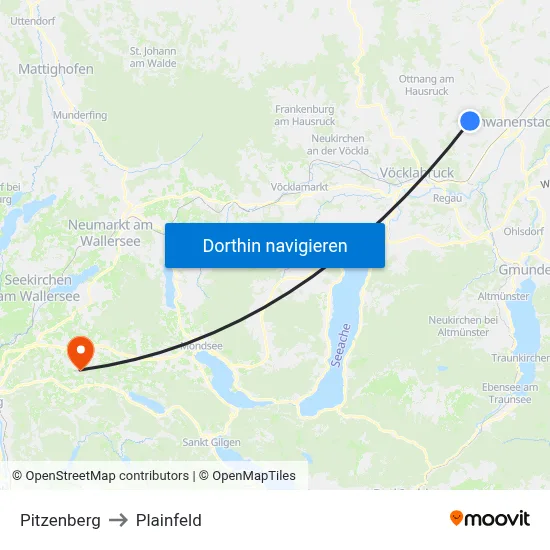 Pitzenberg to Plainfeld map