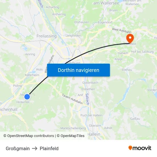 Großgmain to Plainfeld map