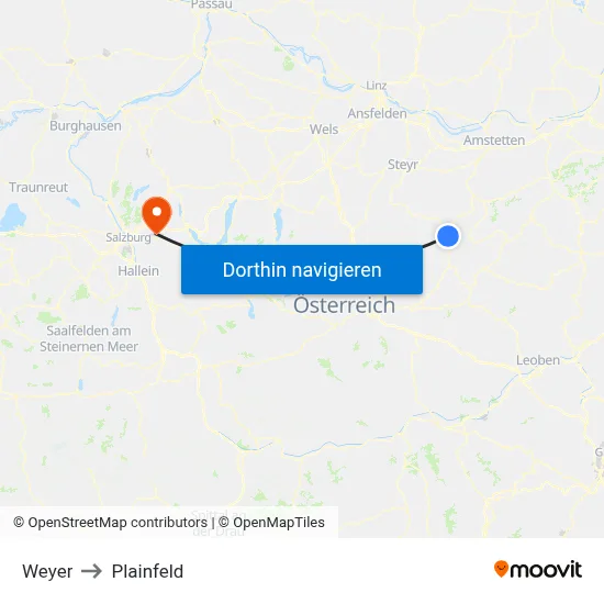 Weyer to Plainfeld map