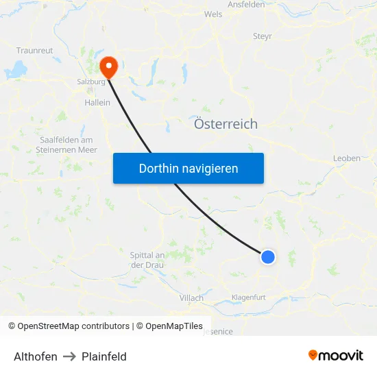Althofen to Plainfeld map