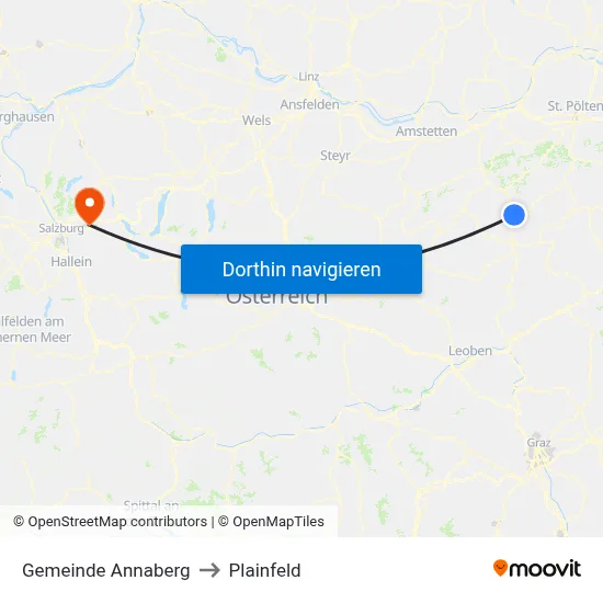 Gemeinde Annaberg to Plainfeld map