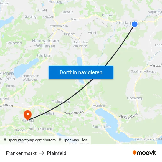 Frankenmarkt to Plainfeld map