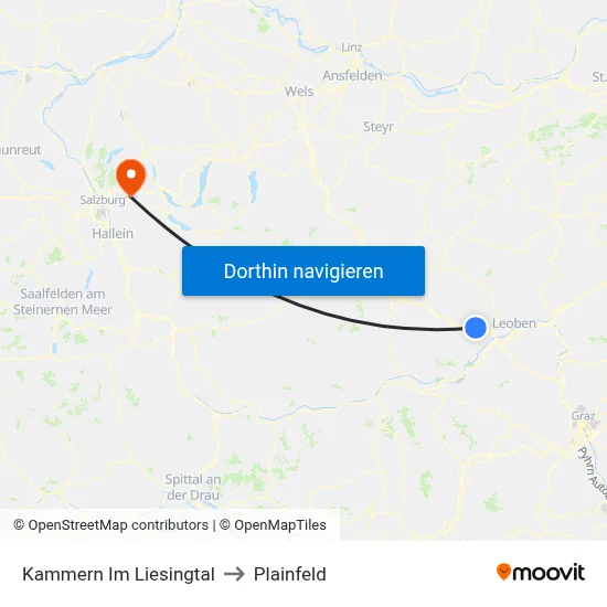 Kammern Im Liesingtal to Plainfeld map