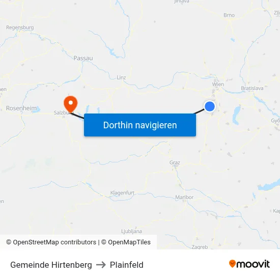 Gemeinde Hirtenberg to Plainfeld map