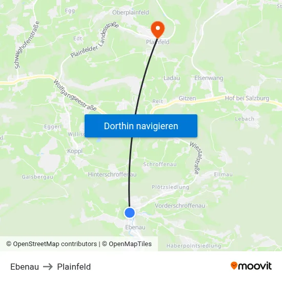 Ebenau to Plainfeld map