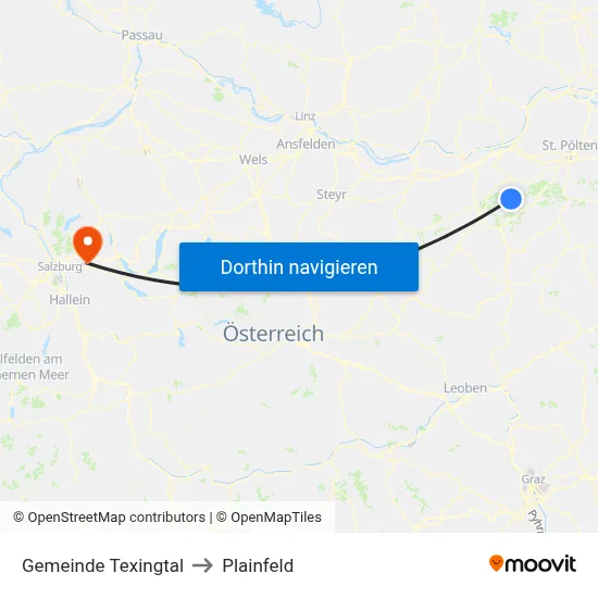 Gemeinde Texingtal to Plainfeld map