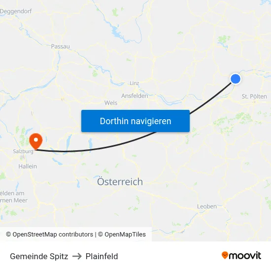 Gemeinde Spitz to Plainfeld map