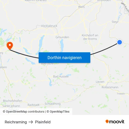 Reichraming to Plainfeld map