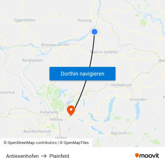 Antiesenhofen to Plainfeld map