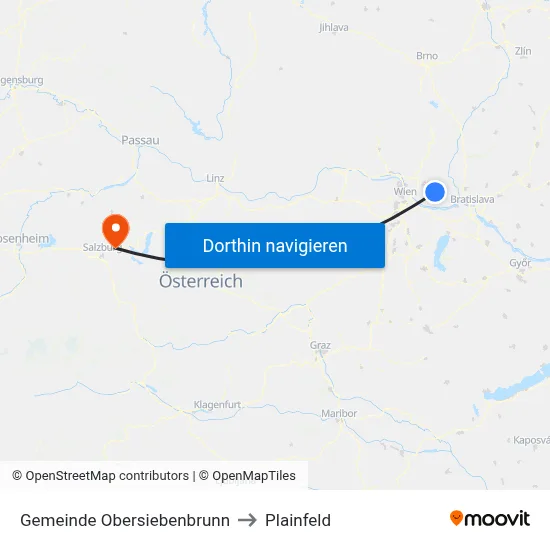 Gemeinde Obersiebenbrunn to Plainfeld map