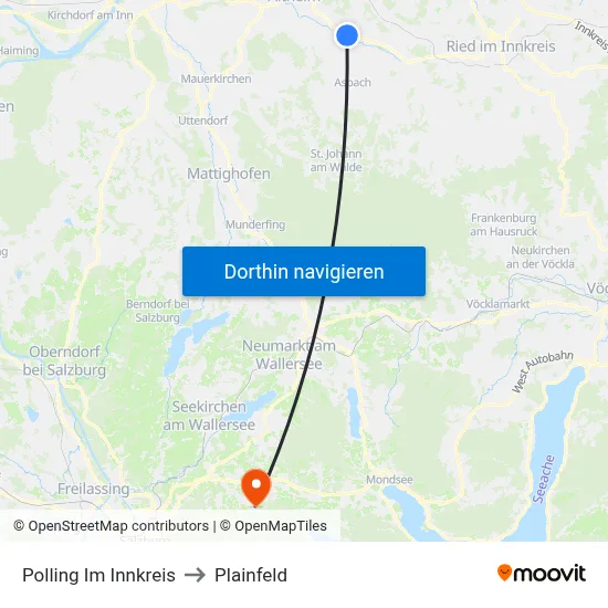 Polling Im Innkreis to Plainfeld map