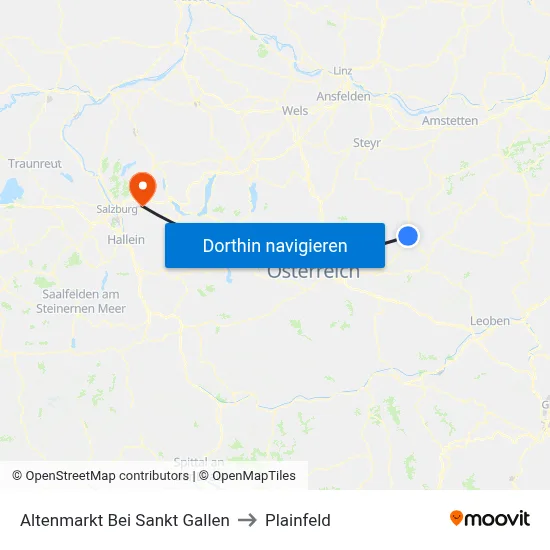 Altenmarkt Bei Sankt Gallen to Plainfeld map