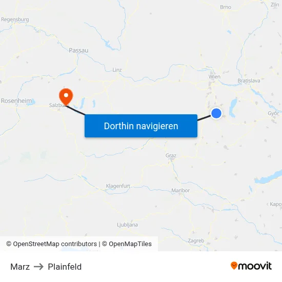 Marz to Plainfeld map