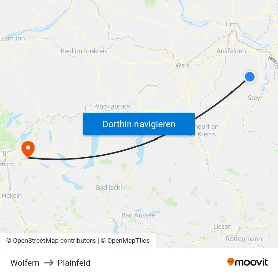 Wolfern to Plainfeld map