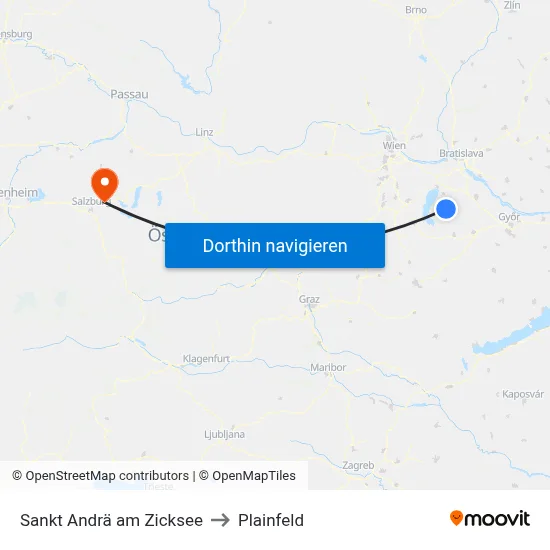 Sankt Andrä am Zicksee to Plainfeld map