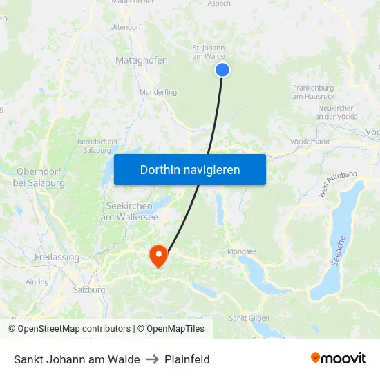 Sankt Johann am Walde to Plainfeld map