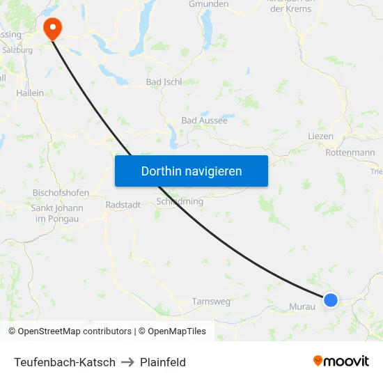 Teufenbach-Katsch to Plainfeld map