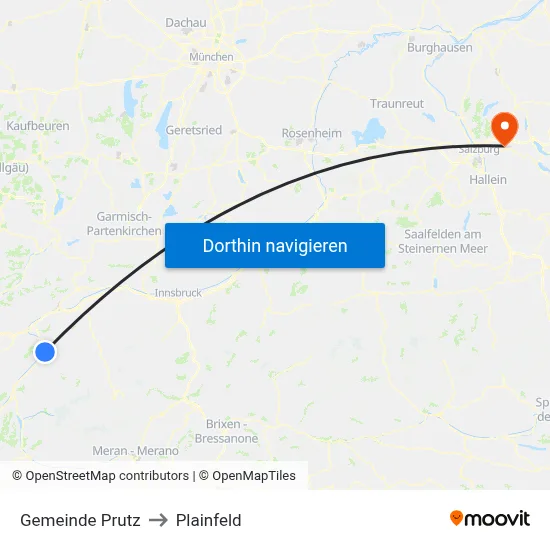 Gemeinde Prutz to Plainfeld map