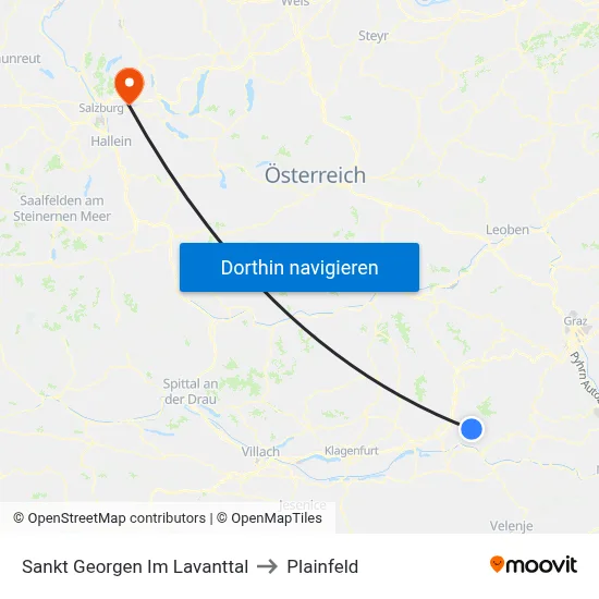 Sankt Georgen Im Lavanttal to Plainfeld map