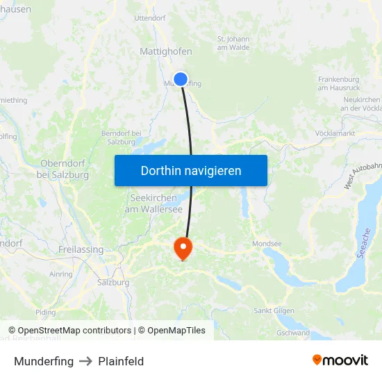 Munderfing to Plainfeld map