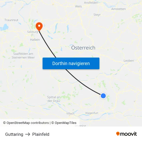 Guttaring to Plainfeld map