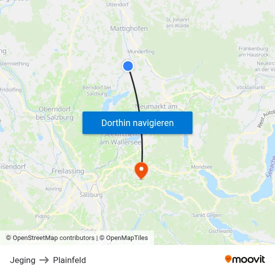 Jeging to Plainfeld map