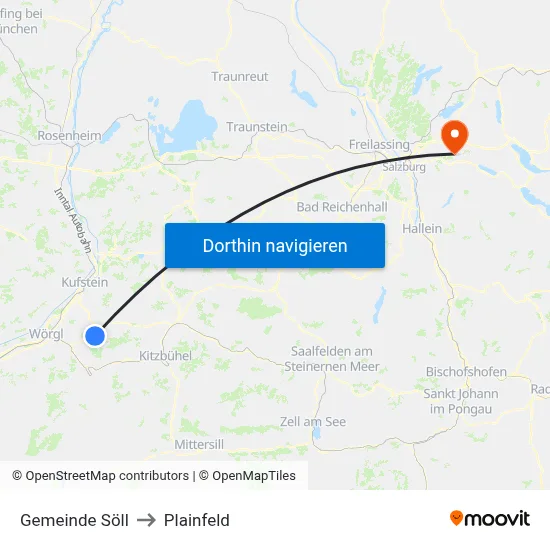 Gemeinde Söll to Plainfeld map