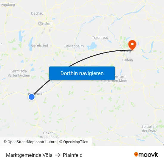 Marktgemeinde Völs to Plainfeld map