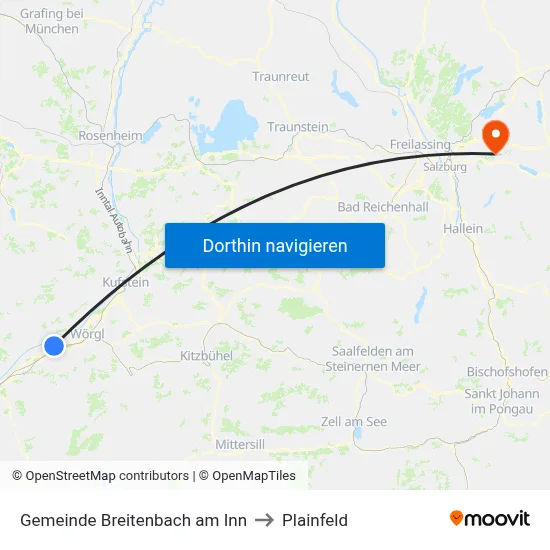 Gemeinde Breitenbach am Inn to Plainfeld map