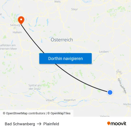 Bad Schwanberg to Plainfeld map