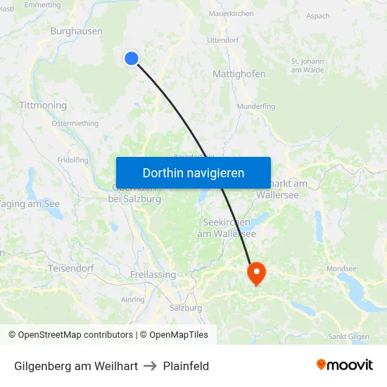 Gilgenberg am Weilhart to Plainfeld map