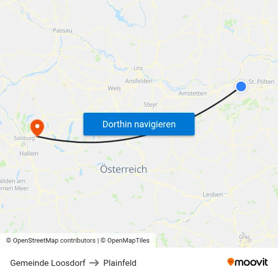 Gemeinde Loosdorf to Plainfeld map