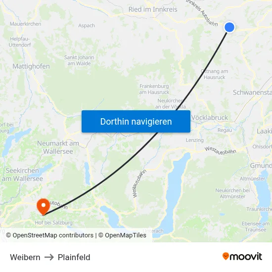 Weibern to Plainfeld map
